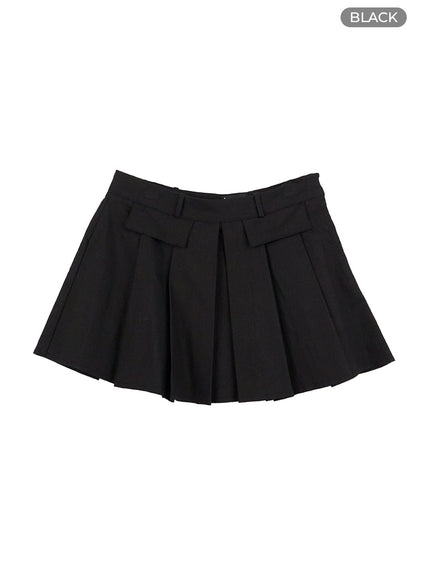 box-pleated-mini-skirt-cg427 / Black