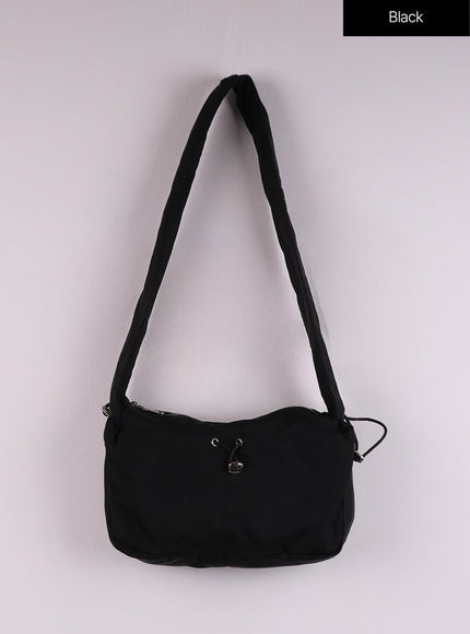 drawstring-padded-shoulder-bag-cj429 / Black