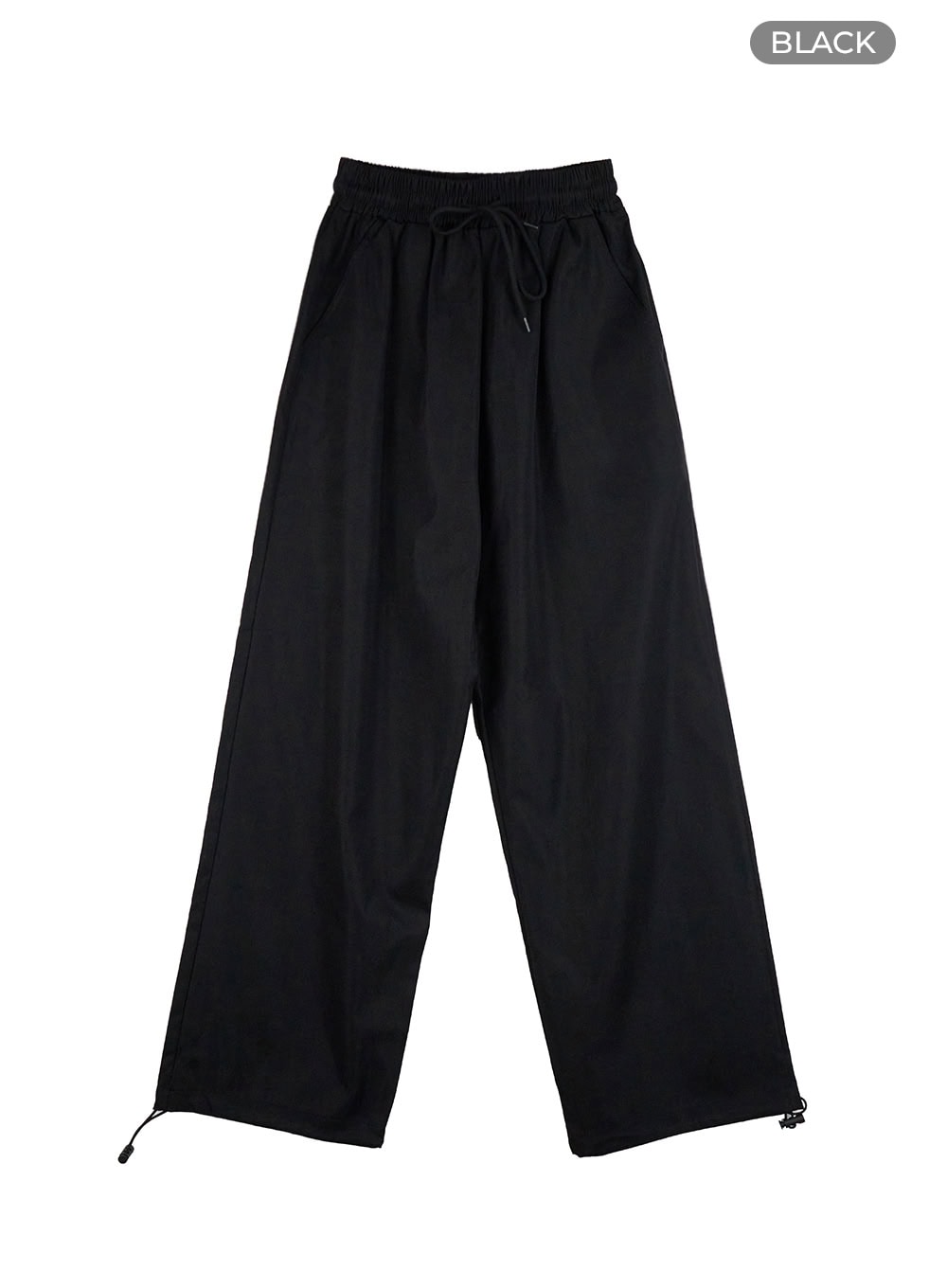 banded-string-straight-leg-pants-og429 / Black