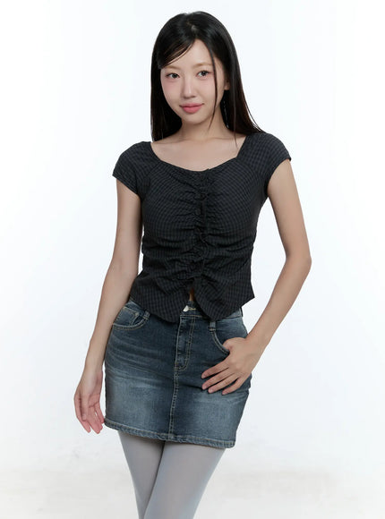 shirred-slim-fit-shirt-cu527 / Black