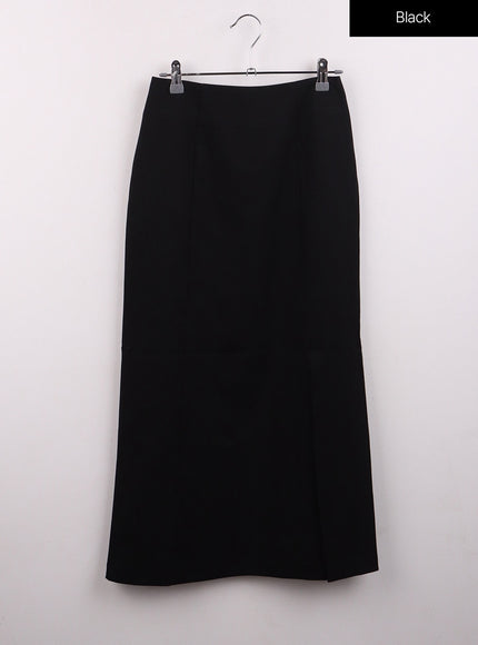 solid-split-maxi-skirt-cj419 / Black