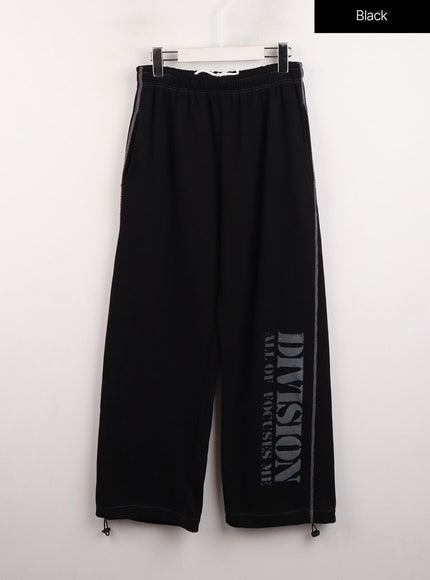 graphic-lettering-sweatpants-unisex-cj412 / Black