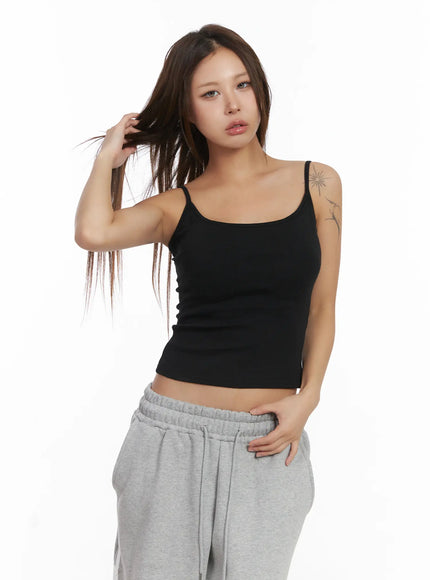 basic-fleece-crop-tank-top-cj512 / Black