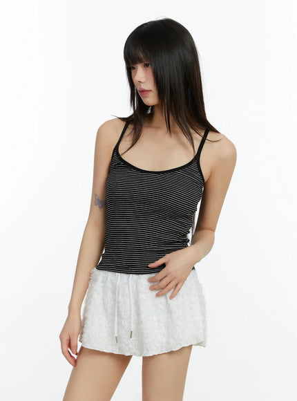 striped-round-neck-tank-top-cf510 / Black