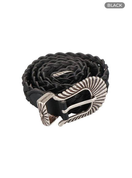 faux-leather-twist-belt-cy414 / Black