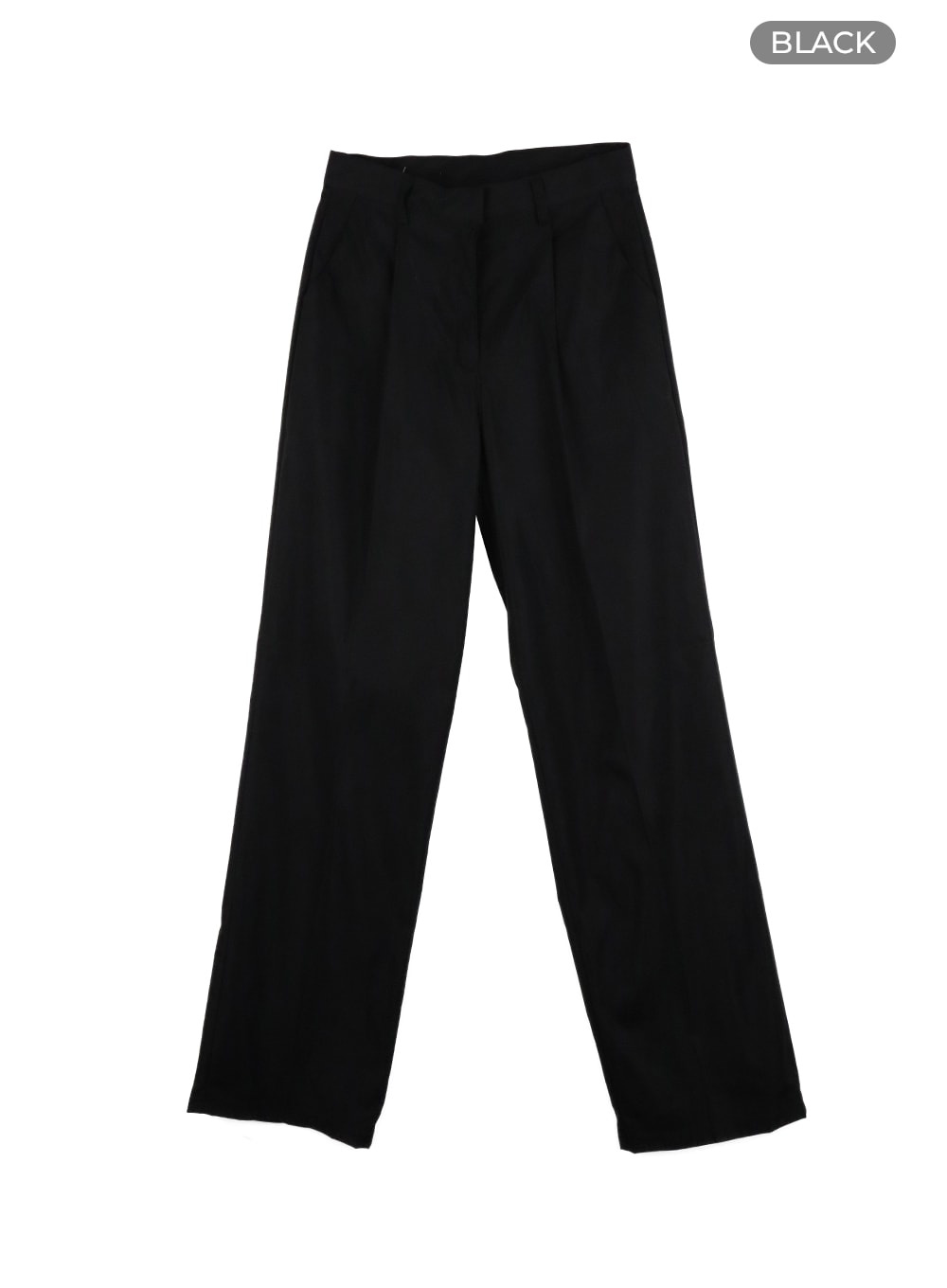 pintuck-straight-fit-trousers-oa419 / Black