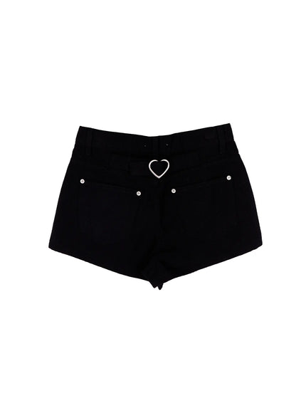 heart-accent-cotton-shorts-cy506 / Black