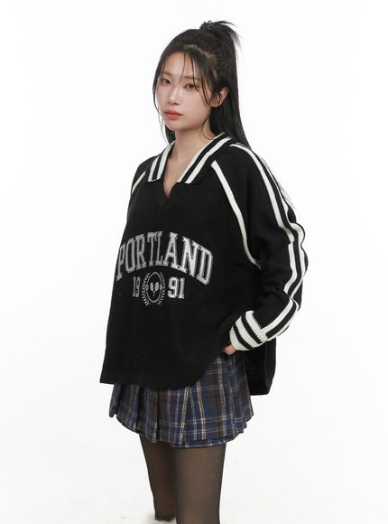 Portland Embroidered Collared Sweater CJ516