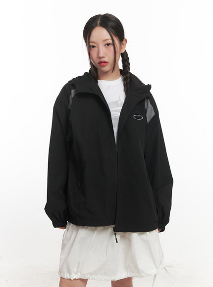 hooded-zip-up-windbreaker-cf524 / Black