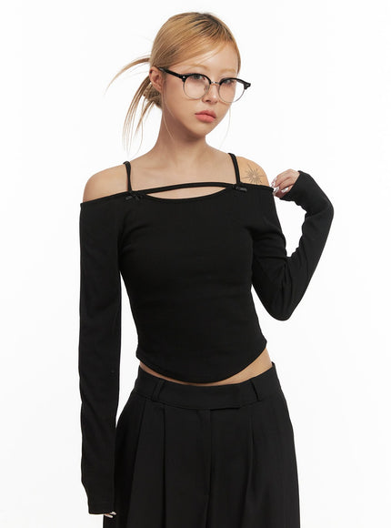 Ribbon Off-Shoulder Strappy Top CJ508