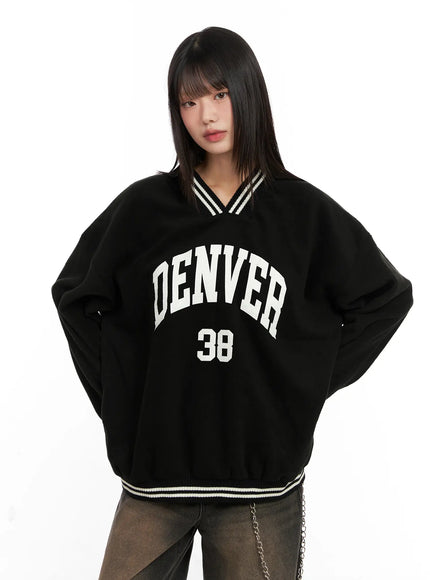oversized-varsity-style-sweatshirt-cn521 / Black