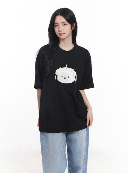 lovely-oversize-graphic-tee-cy523 / Black