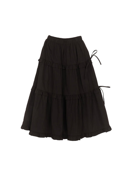 Ribbon Detail Tiered Maxi Skirt CM514