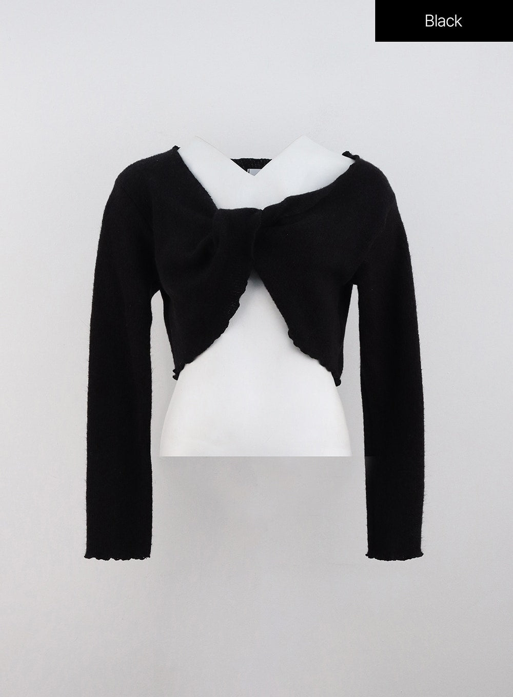 twisted-off-shoulder-crop-sweater-od301 / Black