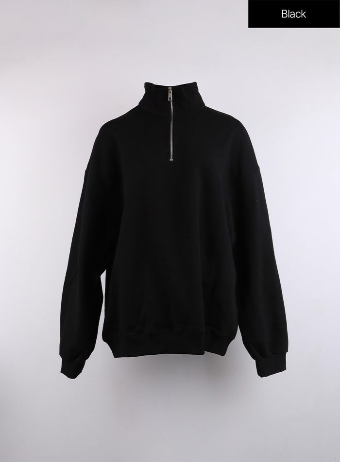 half-zip-sweatshirt-unisex-cj424 / Black