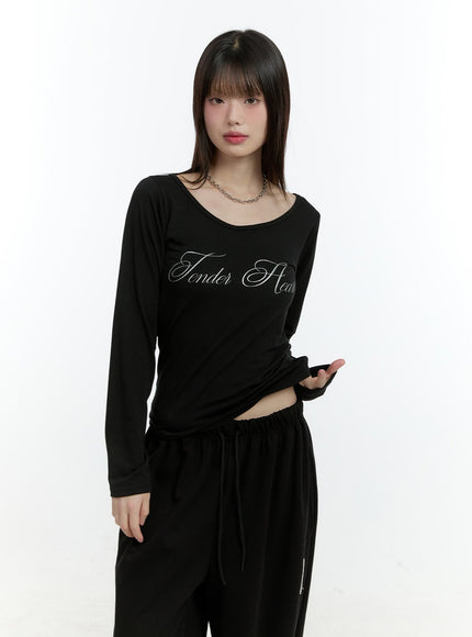 Sheer Graphic Long-Sleeve Top CF506