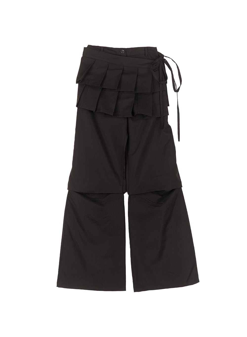 pintuck-pleated-bootcut-skirt-pants-cm503 / Black