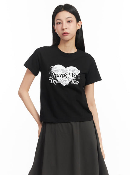 Heart Graphic Cropped T-Shirt CM504