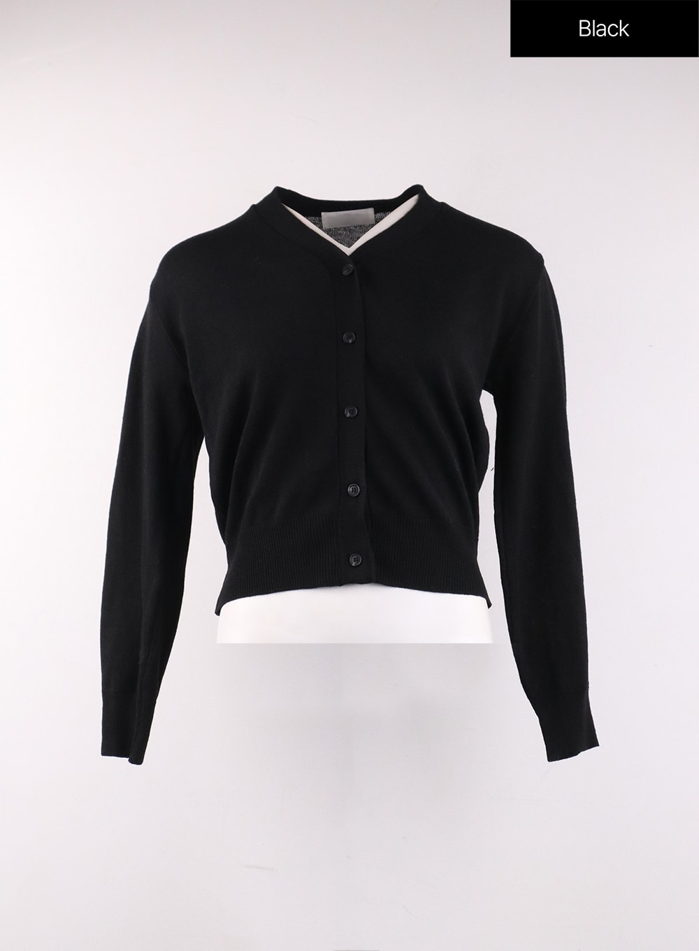 buttoned-v-neck-cardigan-of406 / Black