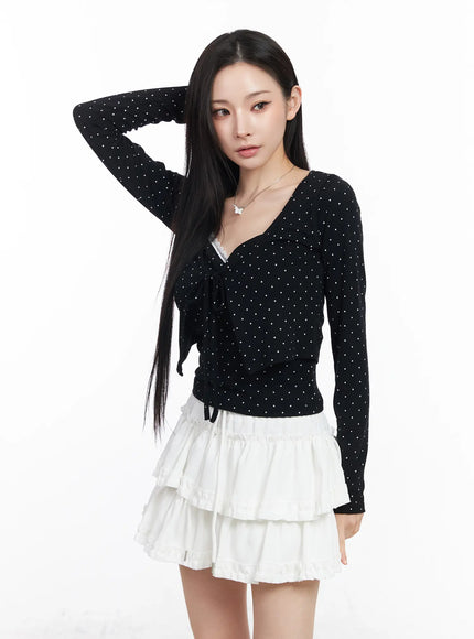 polka-dot-tank-and-cardigan-set-cm518 / Black