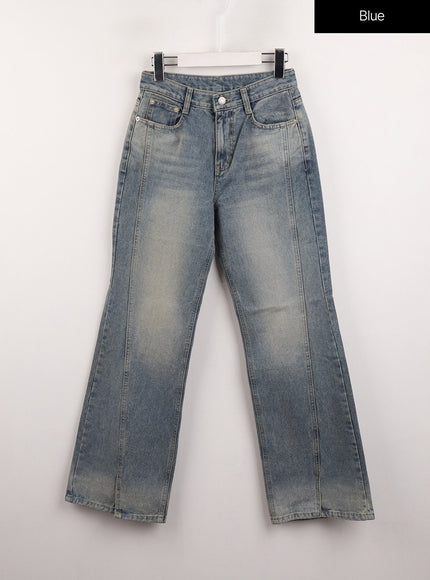 denim-mid-waist-solid-flared-jeans-cj415 / Blue