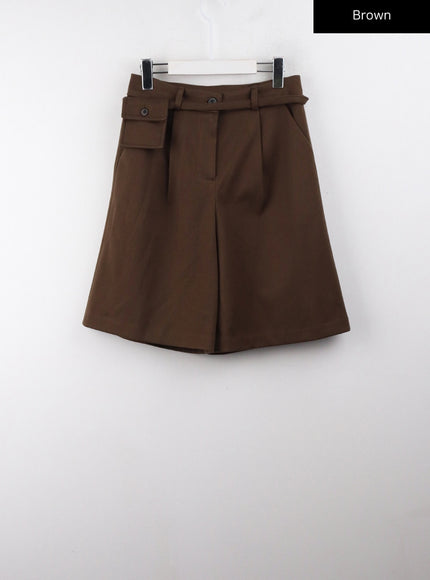 pintuck-pocket-belt-shorts-cj404 / Brown