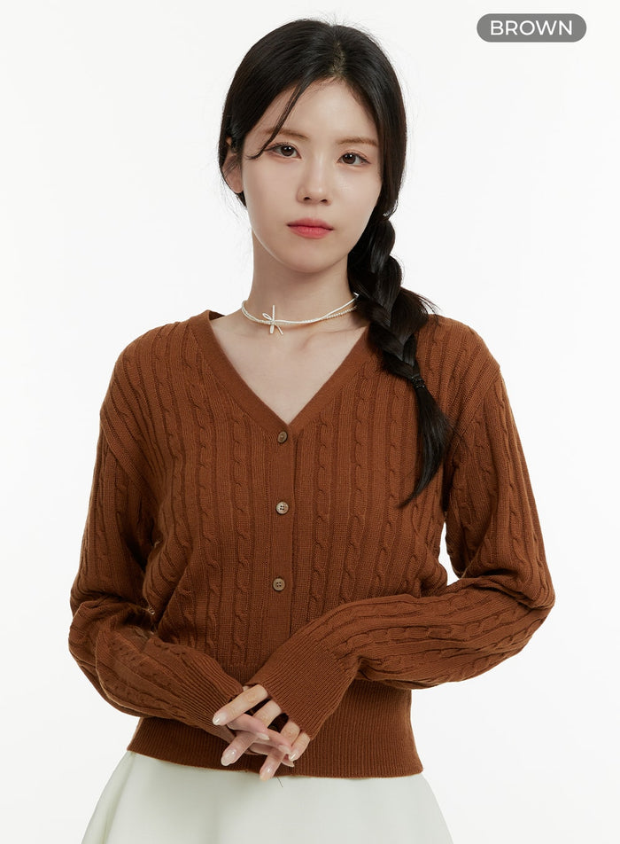 cable-knit-cardigan-oa405 / Brown