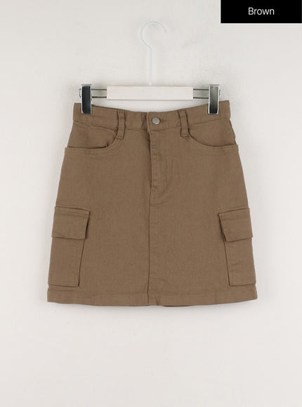 solid-cargo-mini-skirt-od308 / Brown