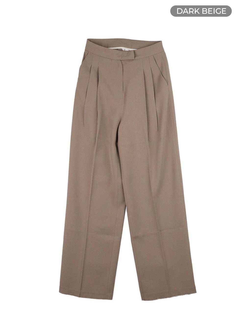 pintuck-loose-fit-trousers-oy409 / Dark beige
