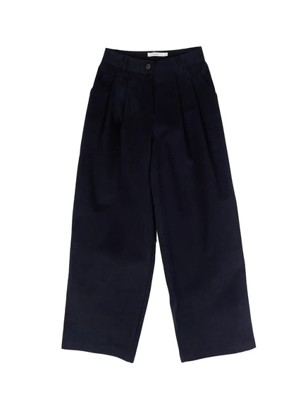 relaxed-fit-pin-tuck-cotton-pants-cj519 / Dark blue