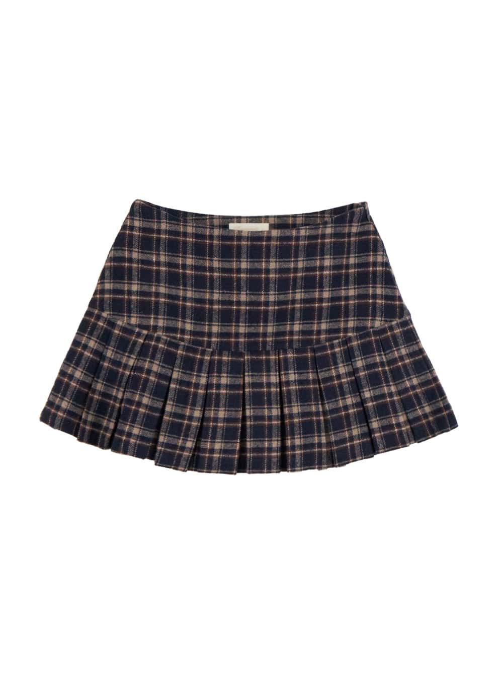 pleated-checkered-mini-skirt-od403 / Dark blue