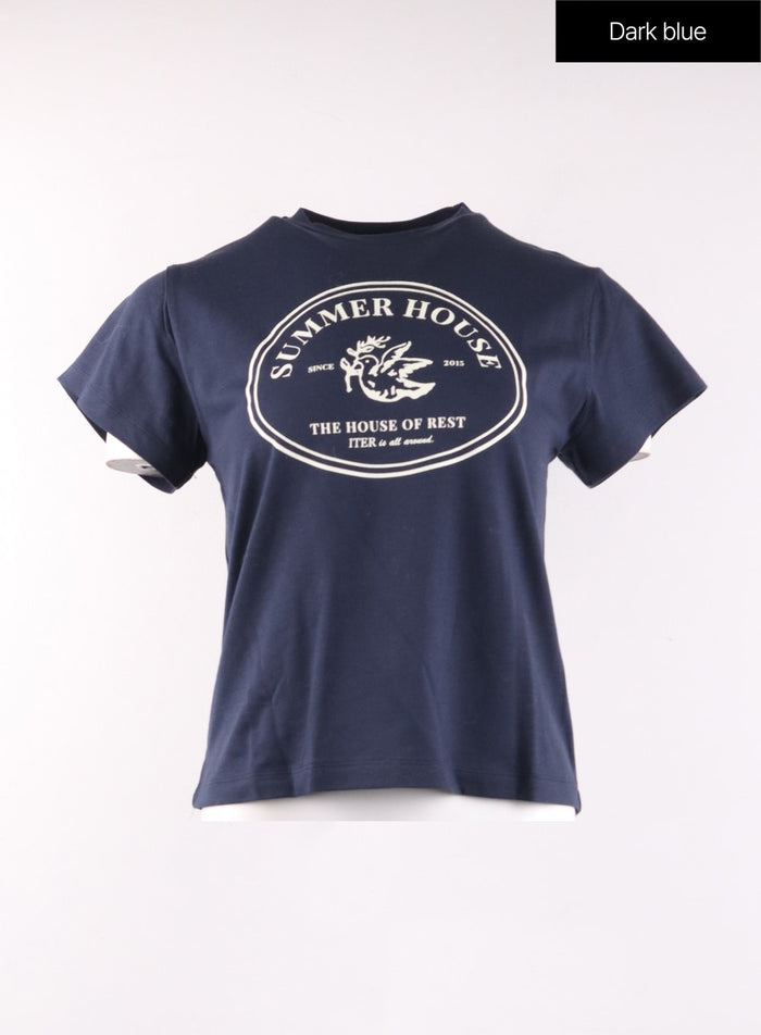 graphic-lettering-tee-of405 / Dark blue