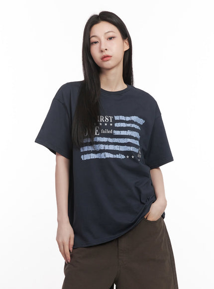 graphic-oversized-tee-cm517 / Dark blue