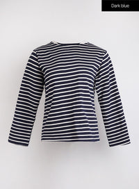 striped-long-sleeve-top-oj423 / Dark blue