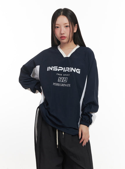 V-Neck Lettered Windbreaker CF524