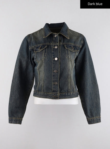 denim-collar-button-jacket-cd320 / Dark blue