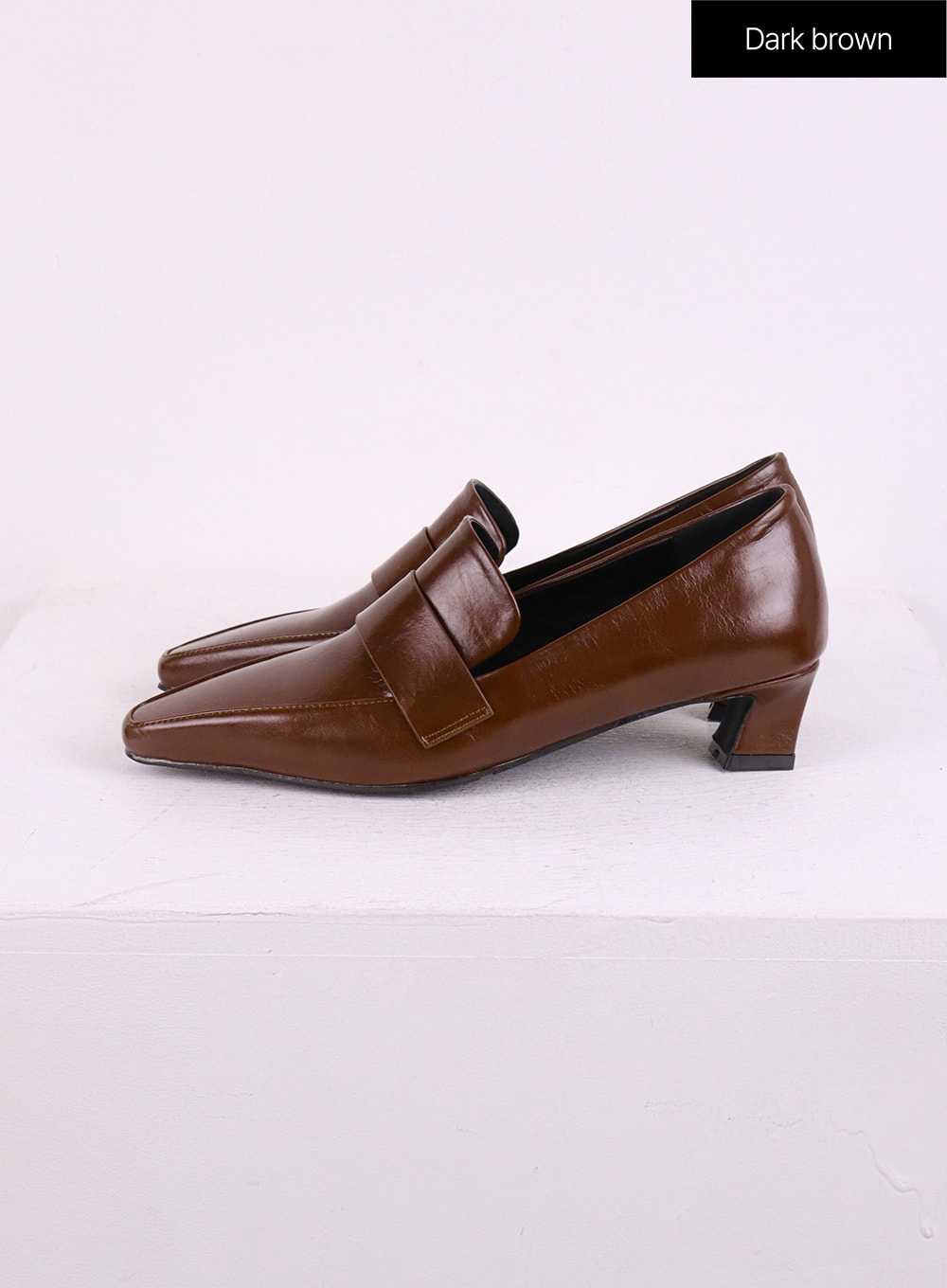 faux-leather-loafer-pumps-cj426 / Dark brown