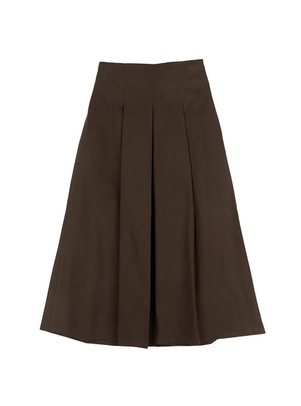 elegant-pleated-flare-long-skirt-f502 / Dark brown
