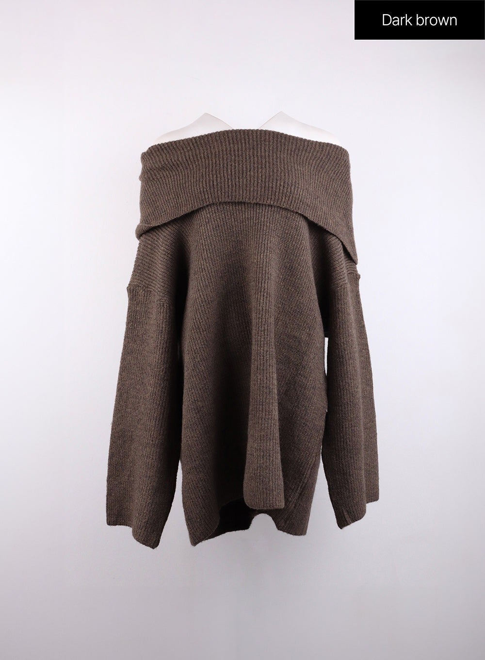 off-shoulder-oversized-knit-sweater-cj422 / Dark brown