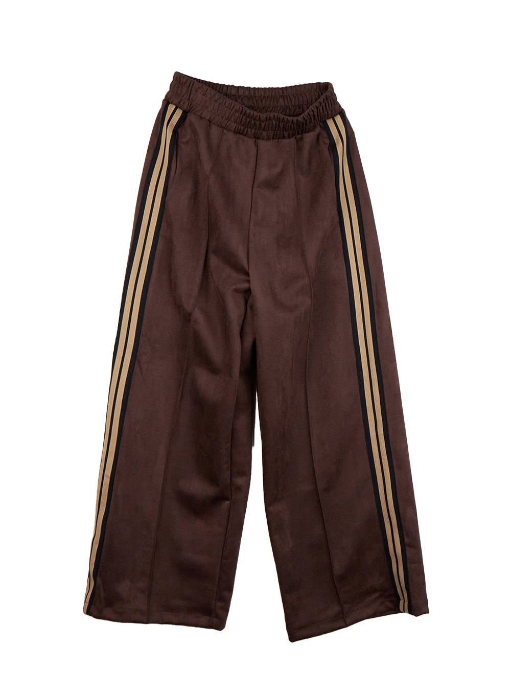 suede-flared-wide-fit-pants-cn428 / Dark brown