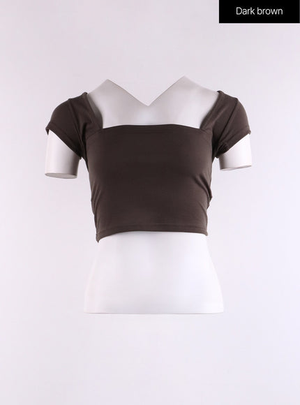 backless-short-sleeve-tee-cj425 / Dark brown