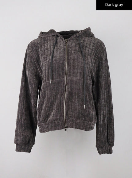 velvet-hoodie-zip-up-jacket-cd329 / Dark gray