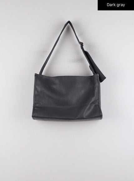 square-faux-leather-shoulder-bag-cd318 / Dark gray