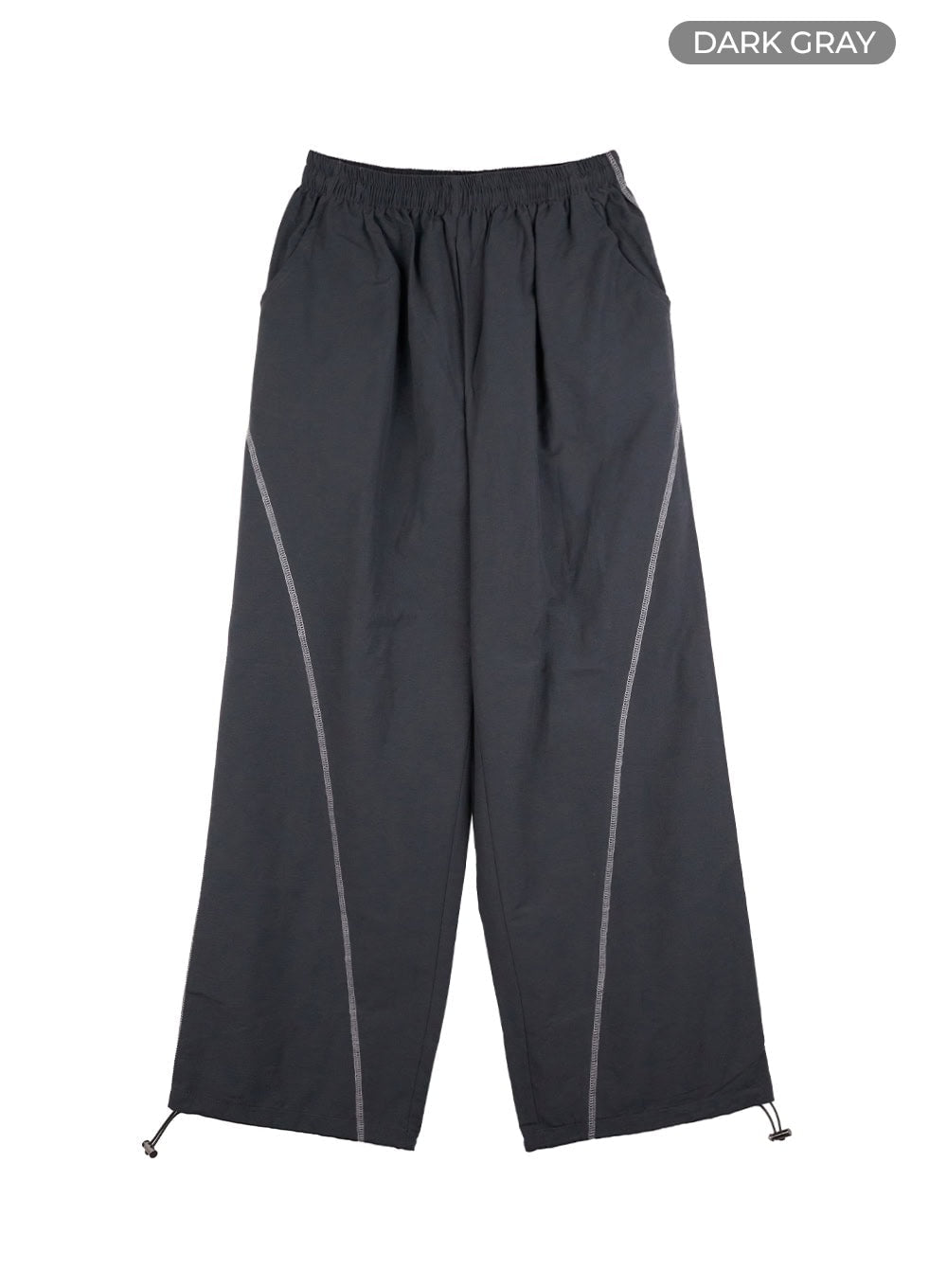 stitched-wide-leg-slit-pants-co402 / Dark gray