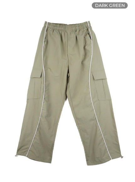 sporty-wide-contrasting-trousers-om426 / Dark green