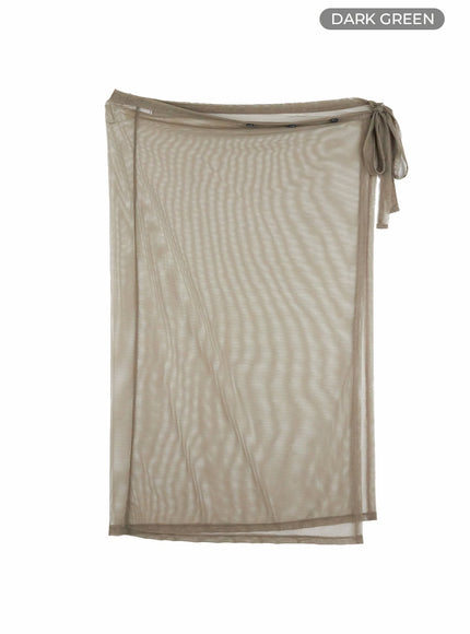 mesh-maxi-wrap-skirt-cu428 / Dark green