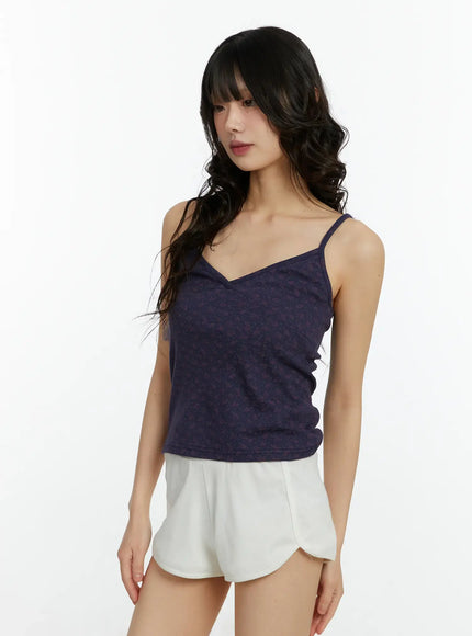 floral-v-neck-camisole-cf509 / Dark purple