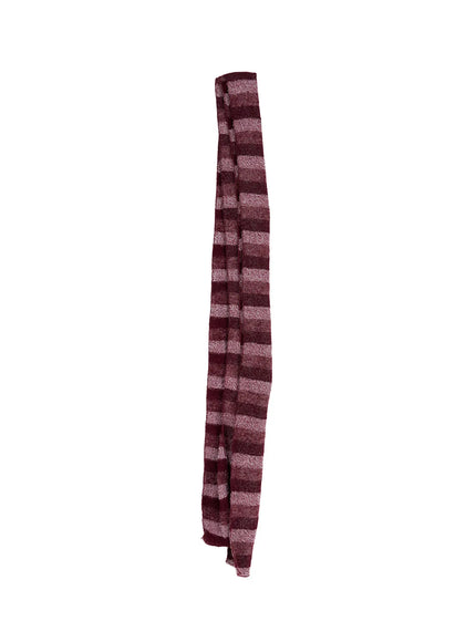 cozy-striped-knit-scarf-co506 / Dark red