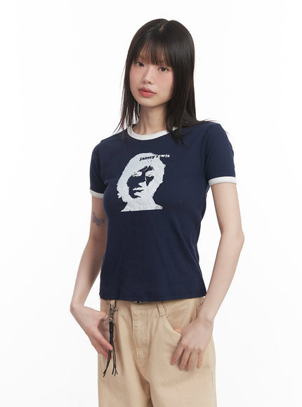 cotton-graphic-crop-tee-cm520 / dark blue