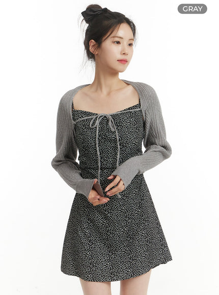 ribbed-knit-bolero-top-of427 / Gray